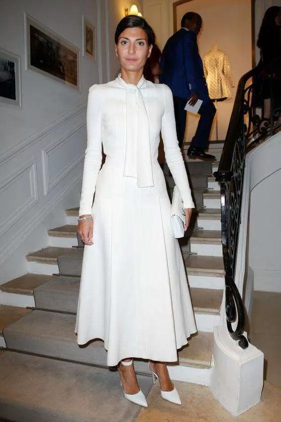Christian Dior Uzun Kollu Yüksek Yakalı Midi Elbise